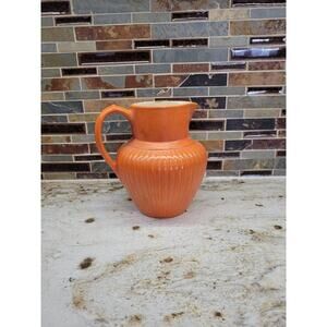 Vintage Red Wing Gypsy Trail Reed Tall Ribbed Pottery Pitcher,  Unmarked